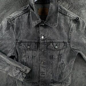 VTG Plain Pockets Denim Jacket Men Charcoal Wash Size 40 Reg Adult All Cotton